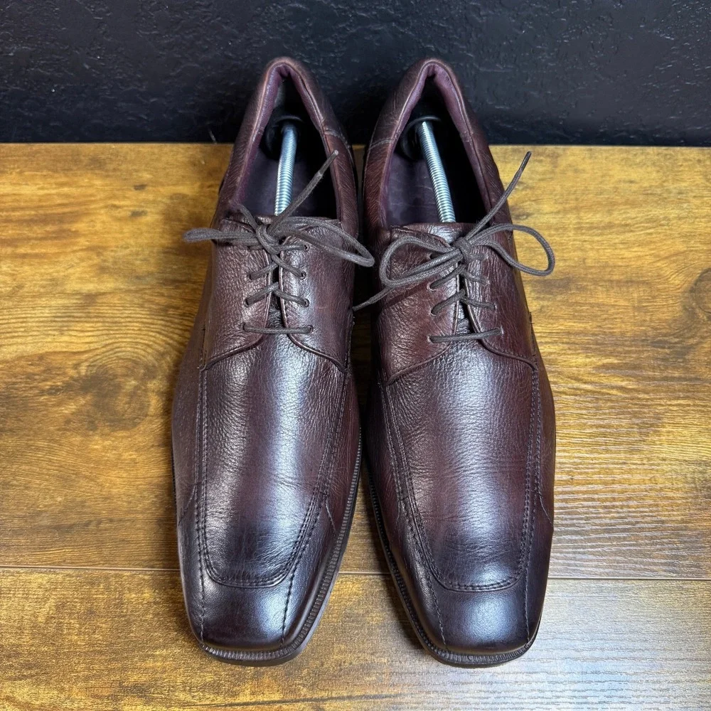 Johnston & Murphy 20-8657 Brown Pebbled Leather Apron Toe‎ Oxfords Mens 12M